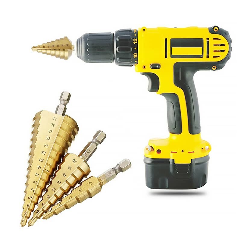 Large HSS 3pcs Steel Step Cone Drill Titanium Bit Set
