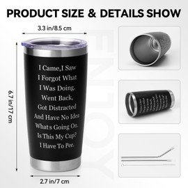 Grexenta Funny Tumblers 20 oz Tumbler with Lid and Straw I Came I Saw I Forgot What I was Doing Tumbler, Funny New Job or Leaving Coworker Gift for Colleagues Friends Women Men (Black)
