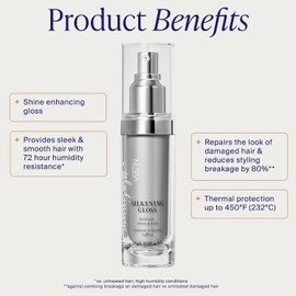 Kenra Platinum Silkening Gloss Pulidor de brillo intenso Controla frizz y suaviza cabellos sueltos Fórmula ligera Protección contra la humedad Suaviza puntas secas Cabello medio a grueso