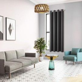 BGment Blackout Curtains - Grommet Thermal Insulated Room Darkening Bedroom and Living Room Curtain, 2 Panels of 38 x 54 Inch, Dark Grey