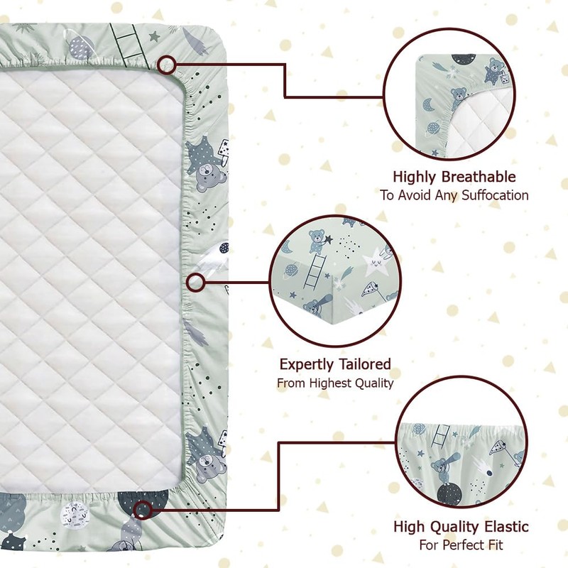 2 Pcs Crib Fitted Sheets (50x90 cm) - Made from