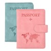 2 Pcs Passport Holder Cover Wallet Case, PU Leather Travel