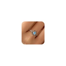 LOVECOM Lotus Ring for Women Teen Girls 925 Sterling Silver Lotus Flower Promise Rings Cubic Zirconia Begin Again My Trauma Inspirational Wedding Band Ring Jewelry Birthday Gifts for Her (Blue, 8)