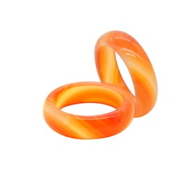FUTIMELY 2 Pcs 6mm Carnelian Crystal Rings for Women, Natural Carnelian Gemstone Stacking Healing Ring for Ladies Gifts（Size7-8#） (B:Orange)