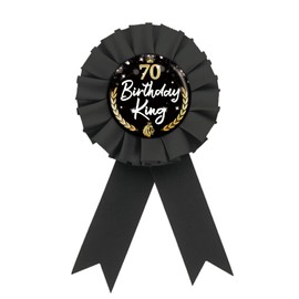 It's My 70th Birthday Tinplate Badge Pin, Black Rosette Happy 70th Birthday Button Pin, 70 Birthday King Button for Men, Seventy Award Ribbon Brooch Party Supplies