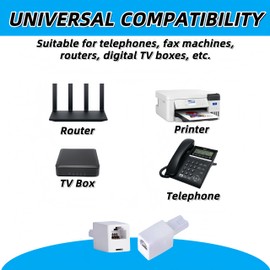 HONGLINSONG 2PCS BT to RJ11 Telephone Line Adapter, British Modular BS6312 431A Male Plug to Metric RJ11 Female Socket, 6P4C, 4-Wire Converter for BT UK Landline Phone Fax Modem