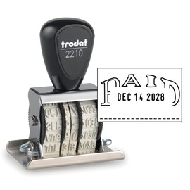 Trodat 2210/L2 Manual Die Plate Date Stamp with"Paid", 12 Year, 4mm Character Size, English, Date Format: DEC 14 2030 28002 (122)