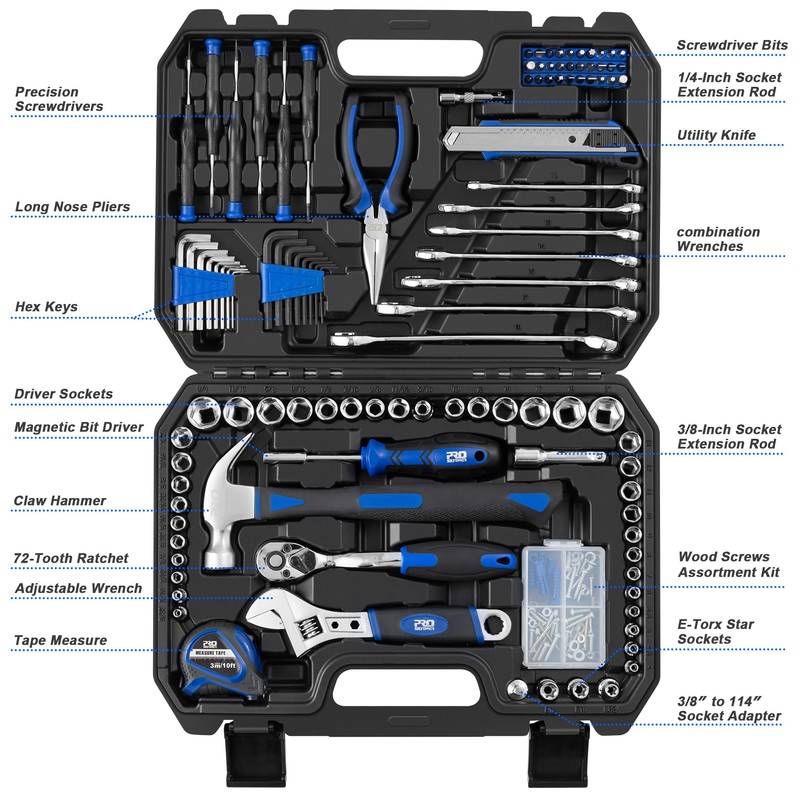 Prostormer 200-Piece Hand Tool Set, General Home and Auto Repair