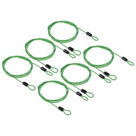 PATIKIL Security Cable 2.5mm x 1m/3.3ft, 6 Pack Coated Luggage Lock Wire Rope with Double Loop, Clear Green