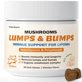 Turkey Tail Mushroom Guard for Dogs Lumps and Bumps, Lipoma Treatment for Dogs, 7 Organic Mushrooms Blend for Immunity, Longevity with Beta-Glucans, Dog Lumps Supplement, 90 Chews, Chicken Flavor