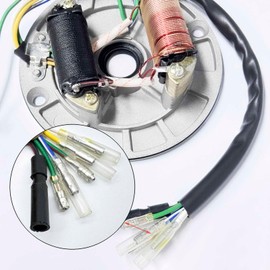 QISF 2 Coil Ignition Magneto Stator Plate for 50 70 90 110 125cc Taotao Kazuma SSR Baja ATV Quad Dirt Kick Bike 4 Wheeler with 24mm&27mm Magneto Flywheel GY6 Puller ATV Scooter Repair Tool