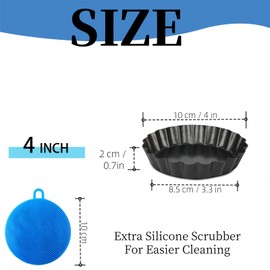 Mini Tart Tins,Egg Tart Molds, Non-Stick Mini Tart Tins, for Baking Quiche Pie Tartlet, Small Flan Tins, Fluted Round Pie Tin with Removable Loose Bottom, Round Mini Quiche Pans (10cm x 8 Pack)