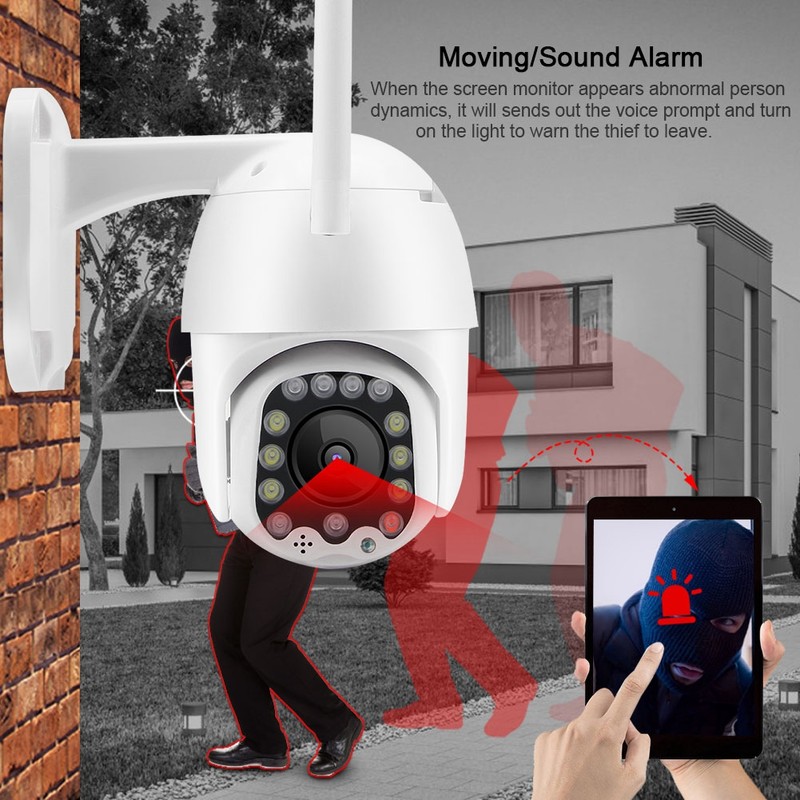 2.5in 1080P 13LED WiFi PTZ Dome Security Camera Outdoor IP65