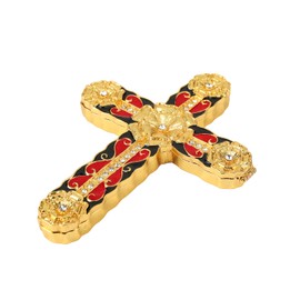 Janshe Cul Cross Trinket Boxes Hinged Hand-Painted Jewelry Box Figurine Craft Ornaments Gift for Home Decor