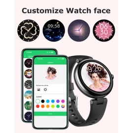 SHANG WING Fitness Tracker, Round Fitness Watches for Women with Bluetooth Call Heart Rate Monitor Sleep Tracker Calorie/Step Counter, Birthday Gift for Women Lady Mom Waterproof (Black)