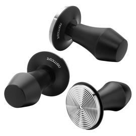 Normcore Coffee Tamper 58.5 mm - Pressure Regulating - Barista Stamp with 15 lb / 25 lb / 30 lbs Contact Pressure - Aluminium Handle Mat (Tamper-Base Ripple, Diameter 58.5 mm)