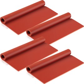 4 Pcs Silicone Rubber Sheet Flexible High Temp Gasket Material Sheet High Temperature Silicone Sheet Heat Resistant Silicone Insulation Sheet 12'' x 12'', 1/8'' Thickness for Crafts Pads, Red