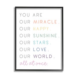 Stupell Industries You are Our Miracle List Family Child Phrases, Designed by Anna Quach Black Framed Wall Art, 11 x 14, Multi