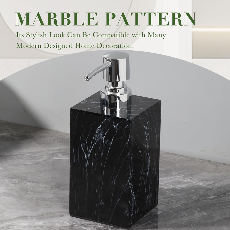 Marble Look Foaming Soap Dispenser, 16.9 oz Refillable Resin Hand