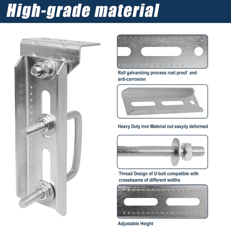 Boat Trailer Bunk Brackets, 8" 8 PCS Galvanized Swivel Top