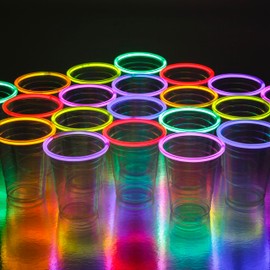 Glo Pro NEON GLOWING PARTY CUPS 16 oz LED Blacklight Multi Color Light Up Cups Blacklight Party Glow Sticks Glow Party Glow In The Dark Party Decorations Party Supplies