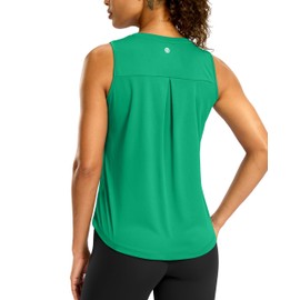 G Gradual Workout Tank Top for Women Sleeveless Athletic Yoga Tops High Neck Quick Dry Running Tennis Sports Shirts for Women(Green,L)