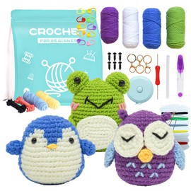 Moxzuueo Crochet Kit for Beginners,DIY Crochet Kit with Step-by-Step Video Tutorials,Knitting Starter Pack for Adults and Kids,DIY Knitting Supplies