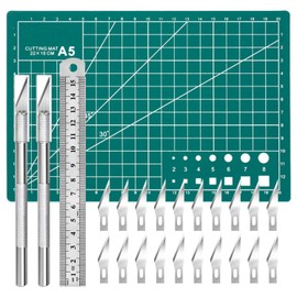 Craft Knife Precision Hobby Knife Kit with 2 Exacto Knife and 20 PCS Exacto Blades for DIY Art Work Cutting, Hobby, Scrapbooking, Stencil (Green)