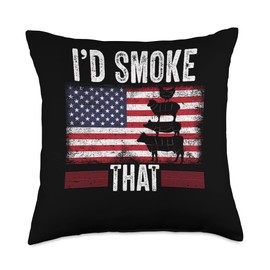 American Barbeque Party Grill Meat Lover Patriotic BBQ Smoker Meat Grilling Barbeque Throw Pillow, 18x18, Multicolor