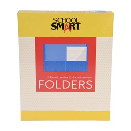 School Smart 2-Pocket Folders, Light Blue, Pack of 25