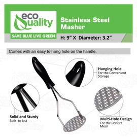 Stainless Steel Potato Masher, Mashed Potato Masher Kitchen Tool with Plastic Handle Perfect for Mashing Potatoes, Meat, Veggies, Fruits and Avocado (6)