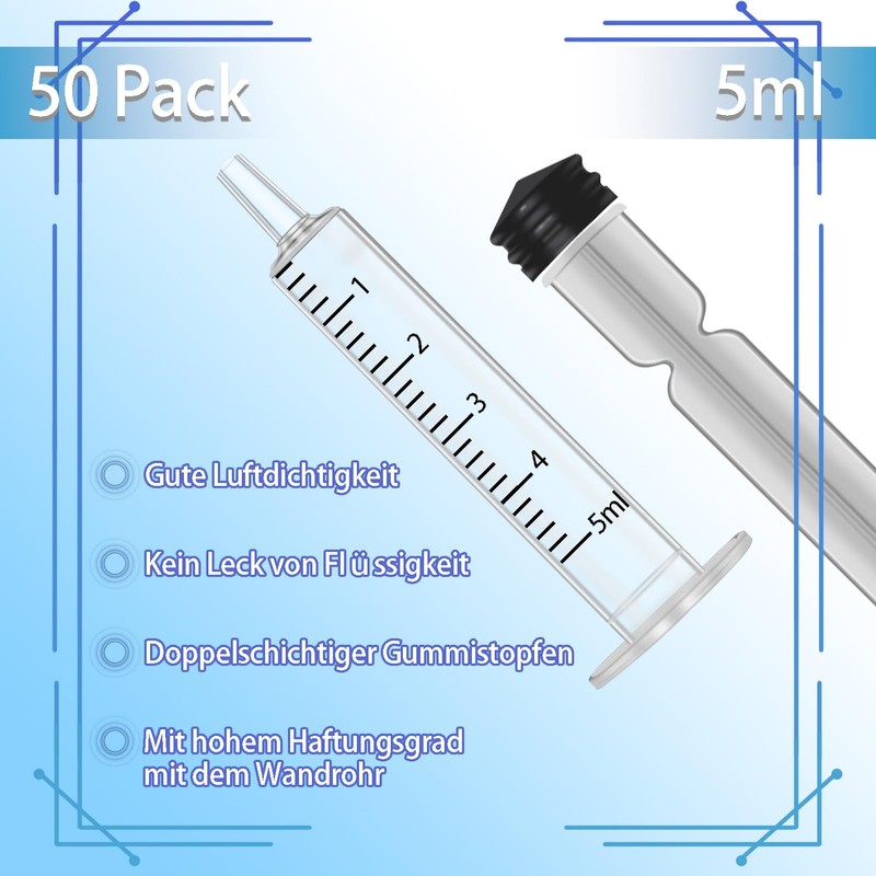 Gufastoe Pack of 50 5 ml Syringe with Protective Caps