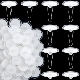 PAGOW 100 Pcs Self-Adhesive Ceiling Hooks, Sticky Ceiling Discs with Metal Hooks Without Damage, No-Drill Transparent Wall Hanger, Removable Wall Hook for Christams Wedding Birthday Decorations