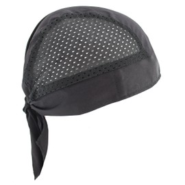 Hiphopville Adjustable Cool Mesh Air Flow Black Skull Cap Hat Bandana with Tie