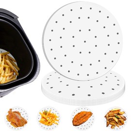 Air Fryer Liners Disposable Parchment Paper, Numola 100 Pcs Airfryer Sheets, 9 Inch White Non-stick Steamer Liner for Oven, Microwave, Bamboos Steaming Basket