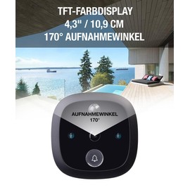 Somikon Front Door Camera: Digital Door Viewer Camera with 4.3 Inch Display, PIR, Night Vision, Doorbell (Door Viewer Camera with Record, Door Camera, Colour)