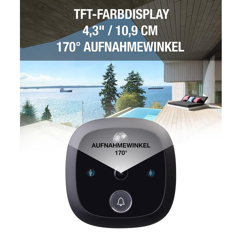 Somikon Front Door Camera: Digital Door Viewer Camera with 4.3