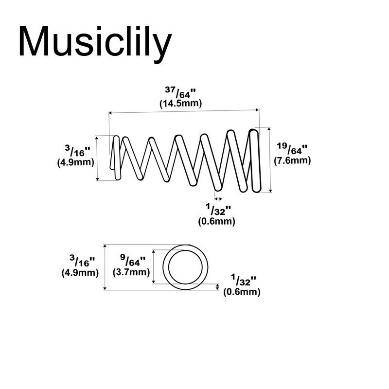 Musiclily 12x4.5/6.5mm Conical-Style Guitar Single-coil Pickup Height Springs,Nickel (20 Pieces)