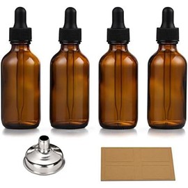 4 Pack 1 oz Glass Dropper Bottles with Measured Dropper - 30ml Dark  Tincture Bottles with Graduated Calibrated Glass Eye Droppers (1ml) for Essential Oils, Liquids - Leakproof Travel Bottles - Color: Blank Dropper
