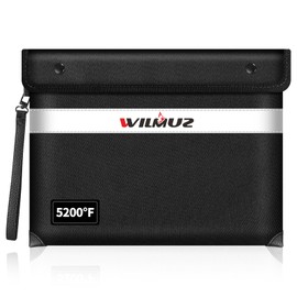 Fire Proof Bag for Documents 5200°F Heat Insulated,13.9” X 10.6”Fireproof Money Bag with Zipper,8 Layers of Protective Materials Waterproof Fireproof Bag for Cash,Valuables,Documents(Black)