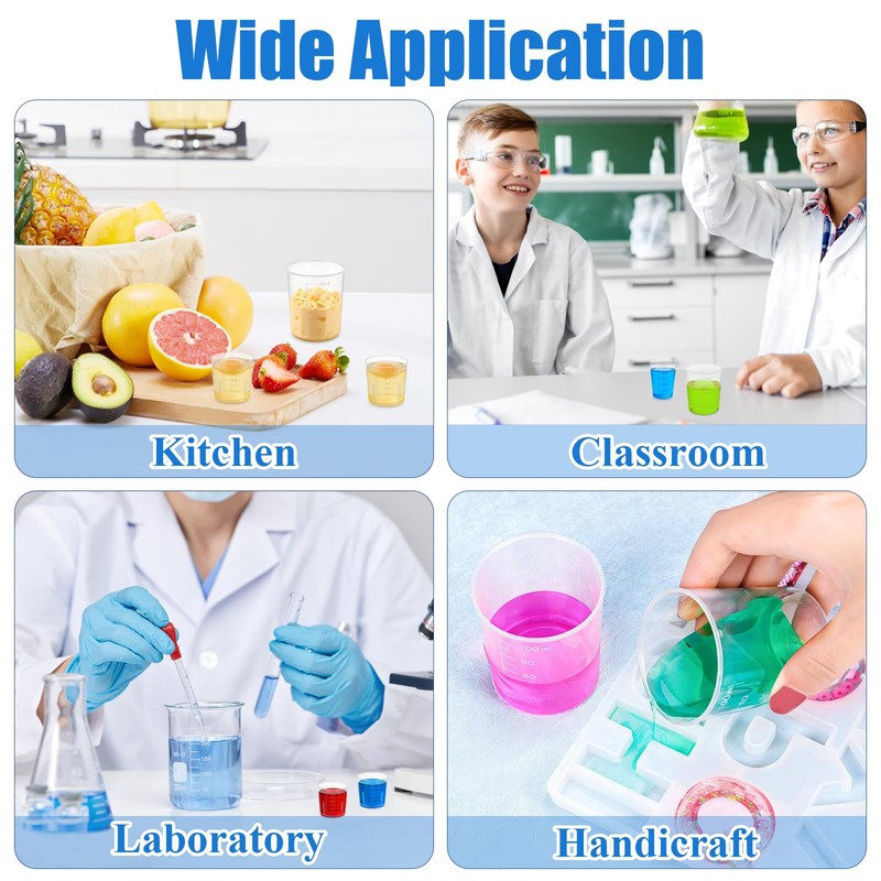 Plastic Measuring Cups, 30ml 50ml 100ml Resin Epoxy Mixing Cups,