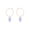 Blue Lace Agate Raw Nugget Hoop Earrings in 14k Rose