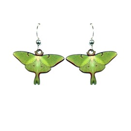 d'ears Luna Moth Earrings, Non-Tarnish Sterling Silver French Hook Ear Wire, made in the U.S.A. by family run small business. Great gift for moth lovers. (medium) item #2772
