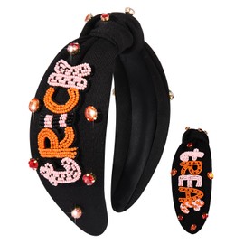 ARATLENCH - Diadema de Halloween con abalorio anudadas, accesorios de Halloween, calabaza, murciélago, caramelos, regalo de fiesta