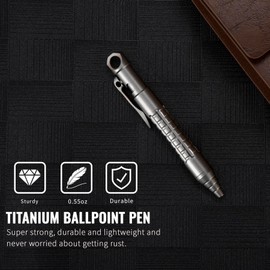 TACRAY Titanium Bolt Action Mini Pen, Pocket Size EDC Pen, Mini Keychain Pen, Small Lanyard Clip Pen with Short-sized LAMY Brand Refill