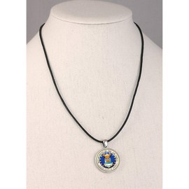 American Coin Treasures Men's Leather Cord Necklace with Washington Quarter Colorized Air Force Pendant | Genuine United States Coin | Men’s Accessories