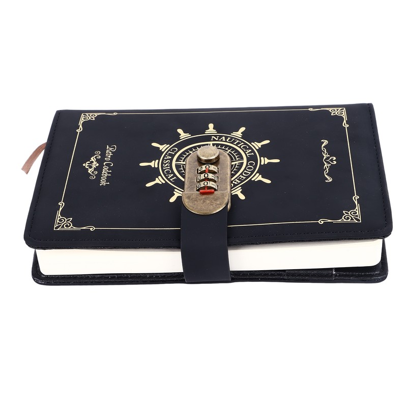 B6 Notebook Combination Lock Black Gold Retro 240 Pages Smoothing