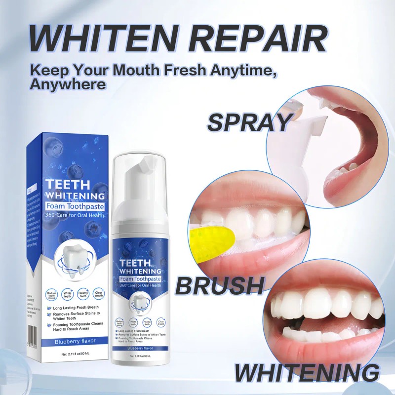 Espuma Dental Elimina Manchas Mal Aliento Orgánica Sin Fluor
