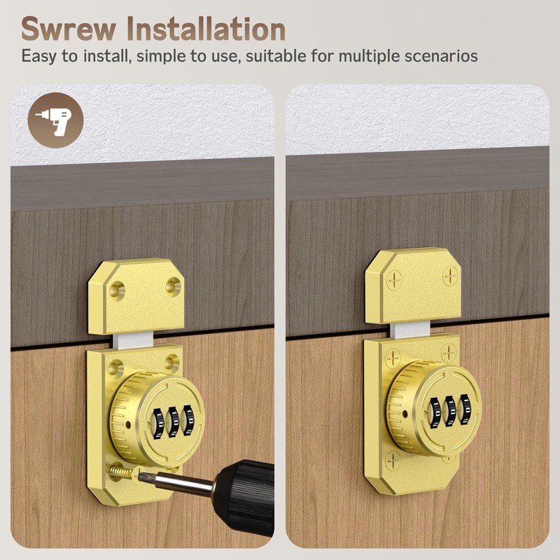 MeBantoo Cabinet Lock with Combination, 3-Digit Password Closet Door Lock,