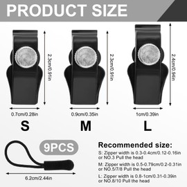 9PCS Zipper Repair Kit Zipper Slider Replacement Zippers Set 3 Sizes Instant Zip Fixer #3#5#7#8#10 Zips Extension & Fixing Zip Puller for Luggage, Backpacks, Jackets, Jeans, No Tools Needed